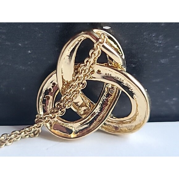 Vermeil 925 Diamond Chip Trinity Knot Pendant Necklace Vintage - Picture 5 of 11